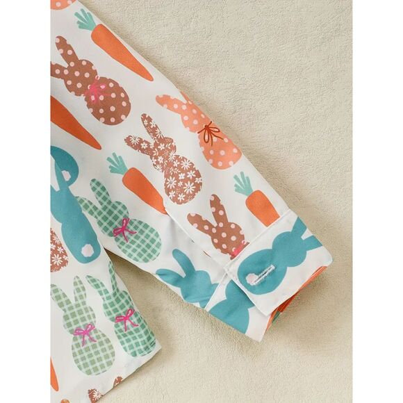 Easter Bunnies/Carrot Print Button Down Collared Dress Shirt 4-5 Yr Or 7-8 Yrs. - Picture 6 of 6